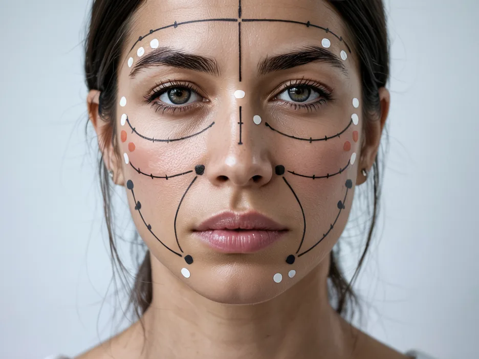 Botox treatment areas in Baltimore showing forehead, crow’s feet, and frown lines